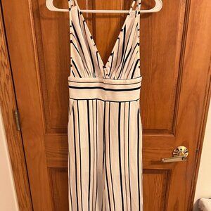 White Stripped Jumpsuit